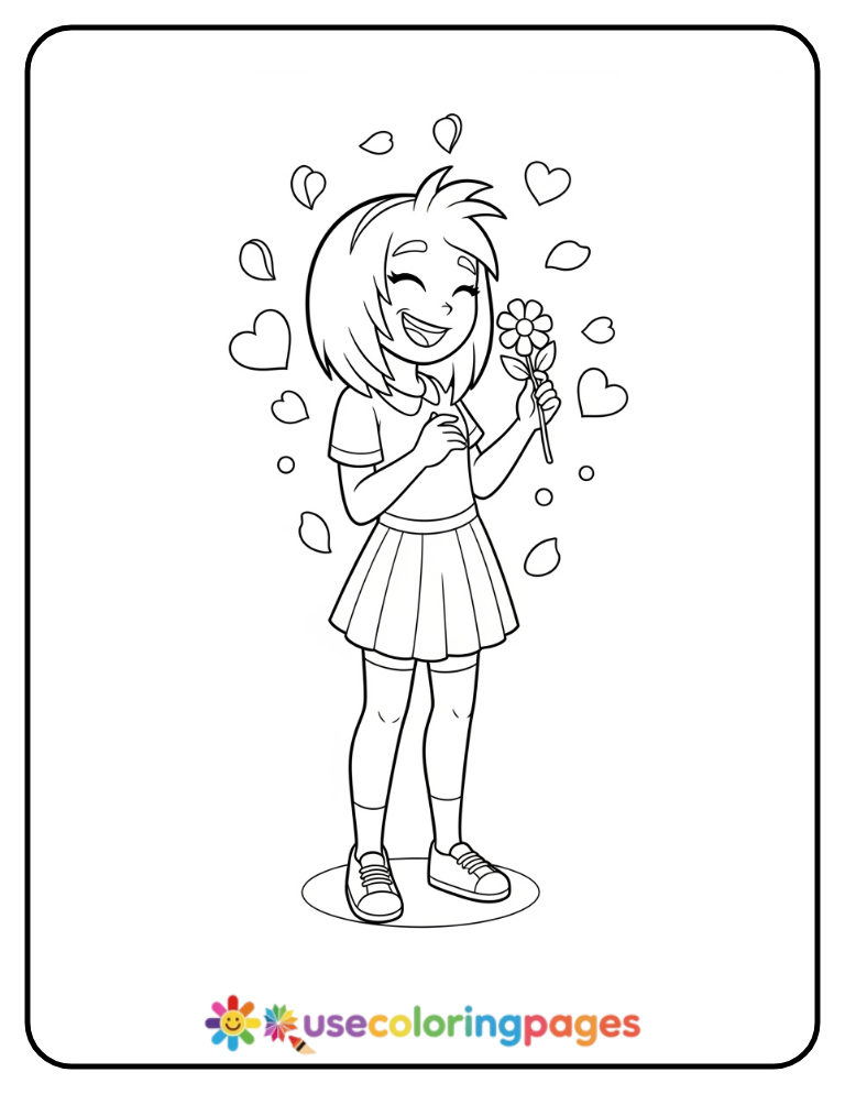 Amy Rose Holding a Flower Coloring Page