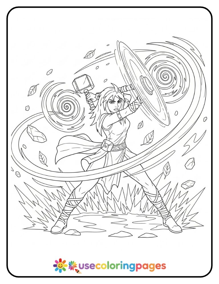Amy Spins With Hammer Attack Coloring Page
