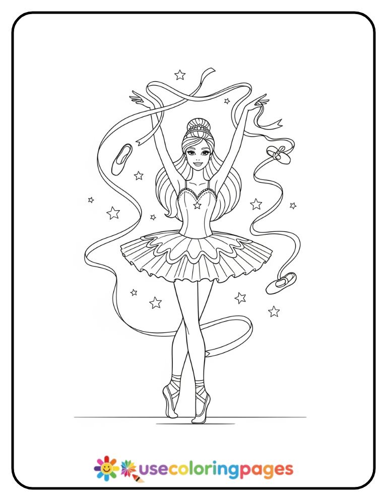 Barbie Ballerina Dance Pose Coloring Page