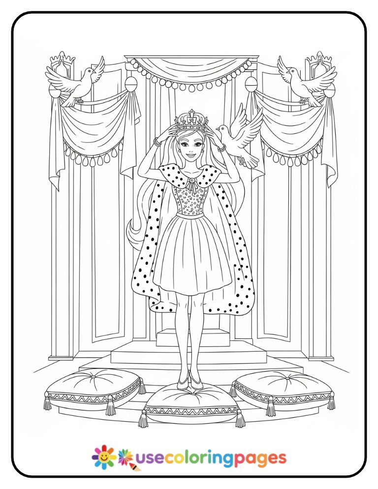 Barbie Crown Ceremony Coloring Page Printable