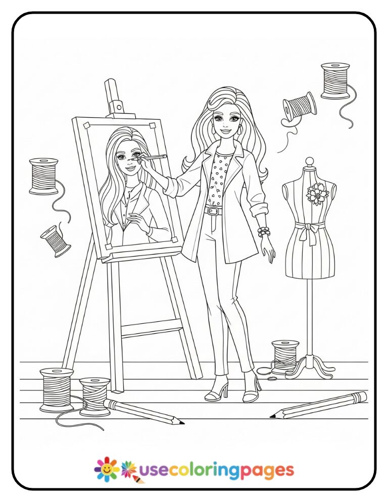 Barbie Fashion Designer Coloring Page Printable