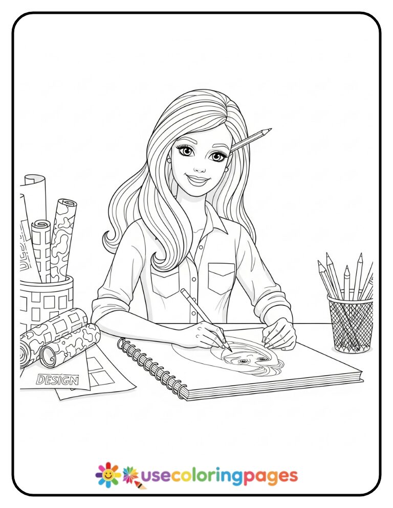 Barbie Fashion Sketchbook Coloring Page Printable