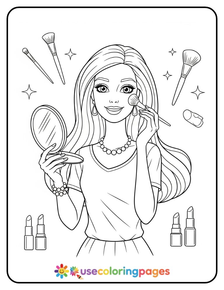 Barbie Makeup Artist Coloring Page Printable