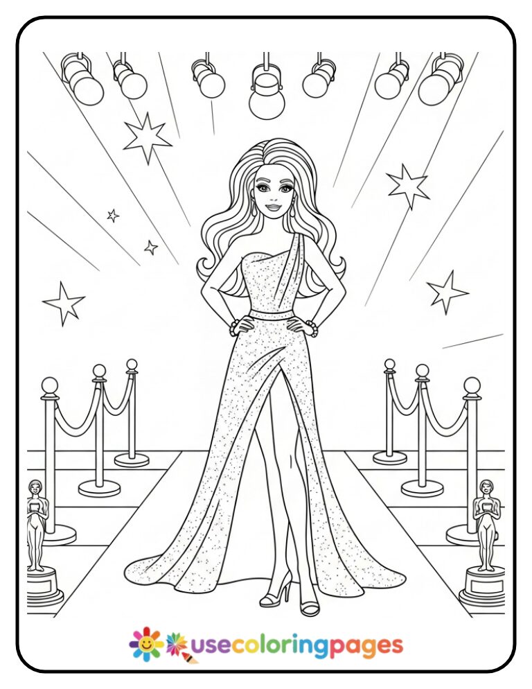 Barbie Red Carpet Fashion Coloring Page