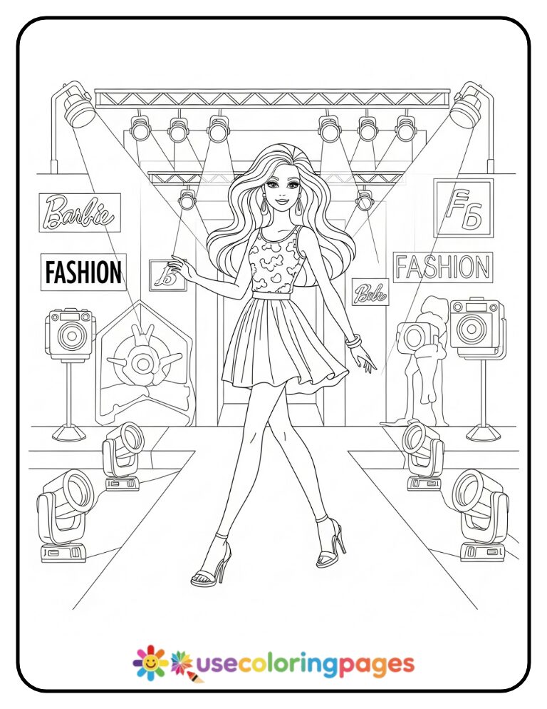 Barbie Runway Walk Coloring Page Printable