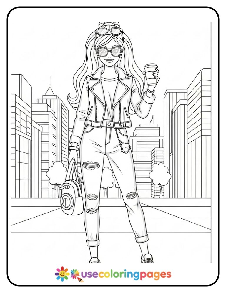 Barbie Street Style Fashion Coloring Page