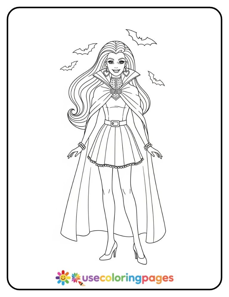 Barbie as a Glamorous Vampire Coloring Page