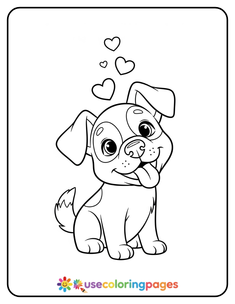 Cute Dog with Head Tilt Coloring Page