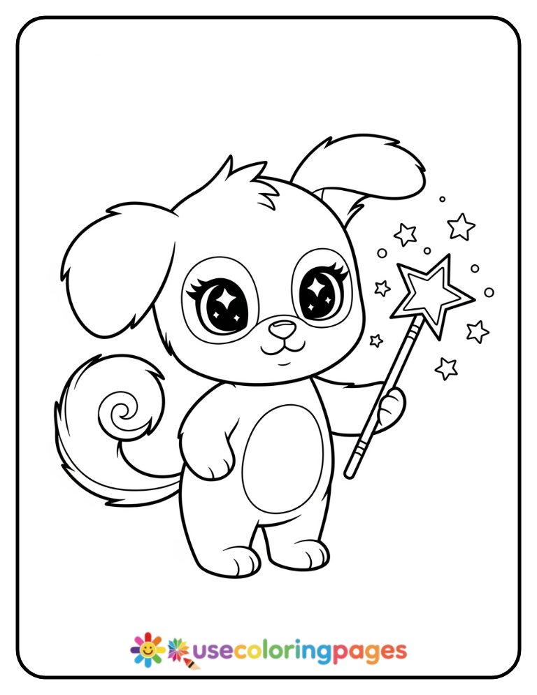 Disney Puppy With Magic Wand Coloring Page