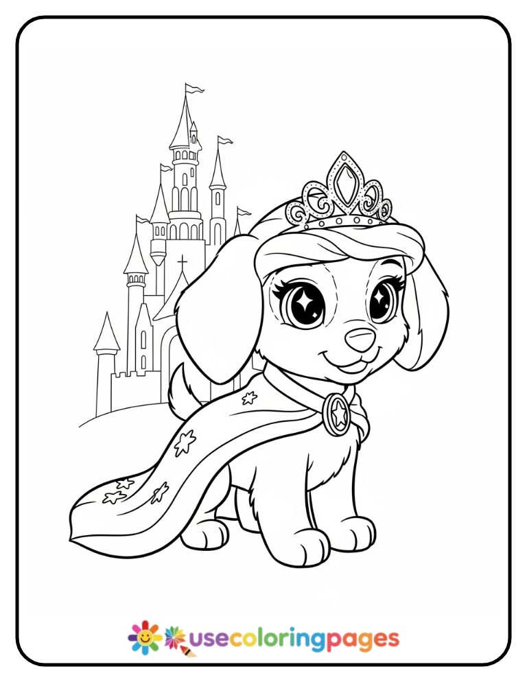 Disney Style Princess Puppy Coloring Page