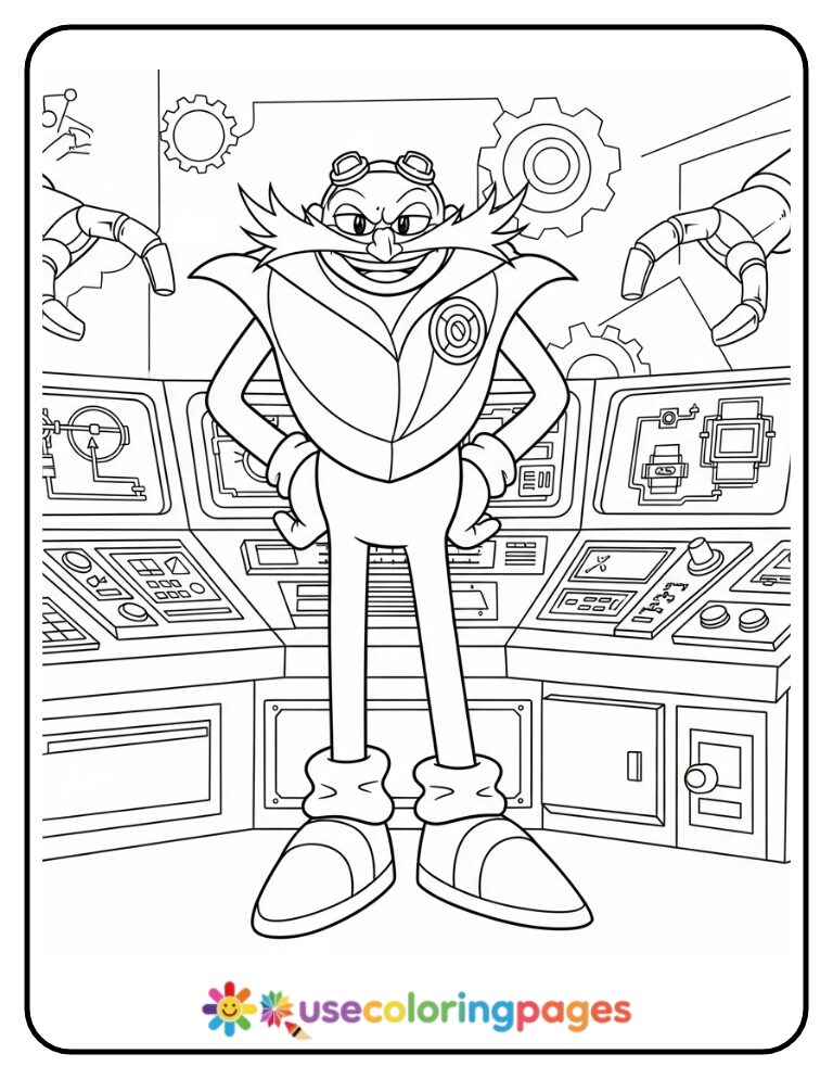 Dr. Robotnik Plotting in His Lab Coloring Page