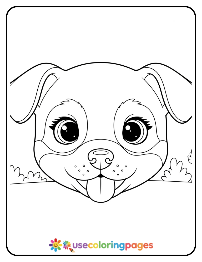 Easy Smiling Puppy Face Coloring Page for Kids