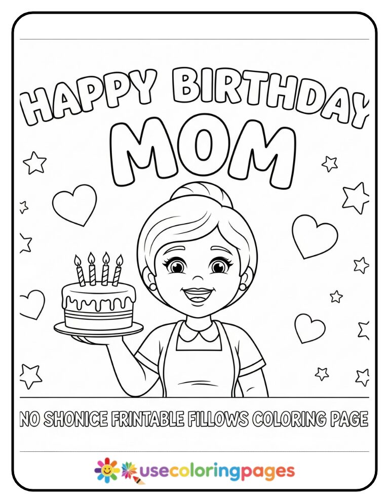 Happy Birthday Mom Coloring Page Printable