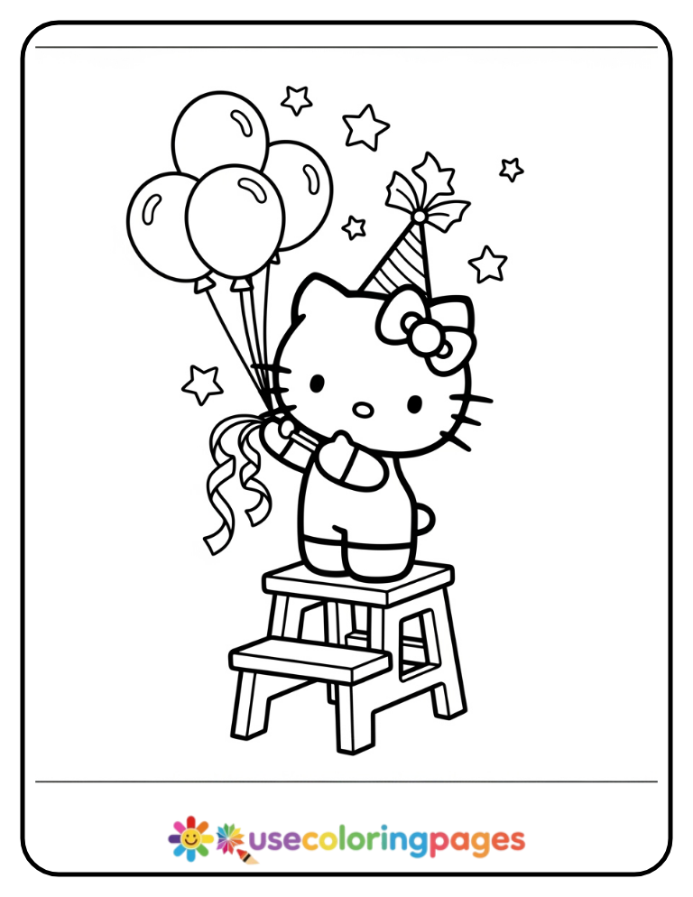 Hello Kitty Hanging Party Decorations Coloring Page