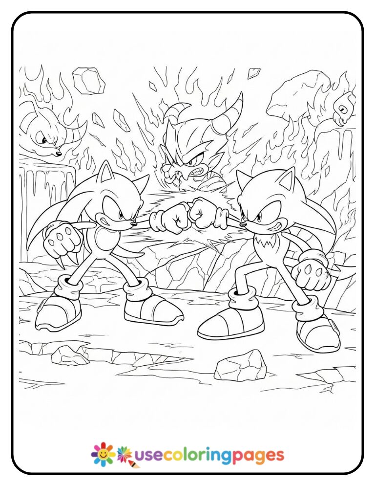 Knuckles Battles Zavok Coloring Page