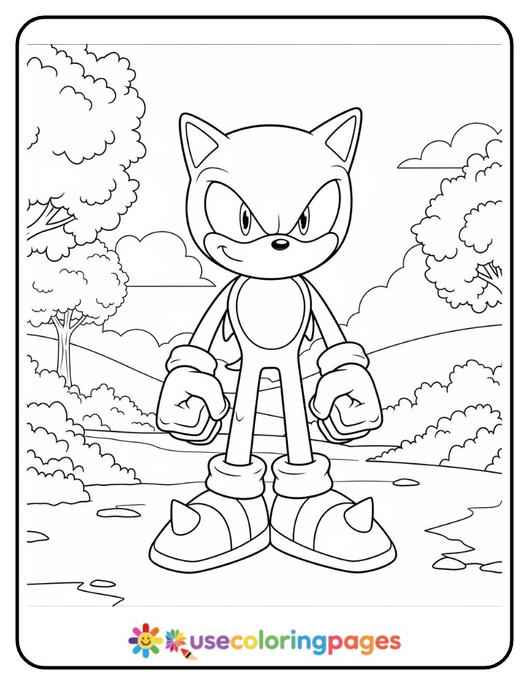 Knuckles Smiling with Fists Down Coloring Page