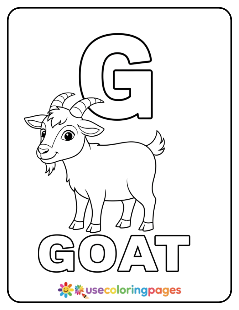 Letter G and Goat Coloring Page