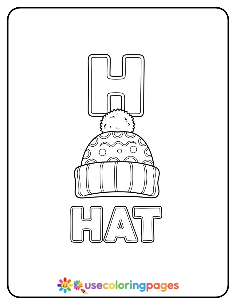 Letter H and Hat Coloring Page