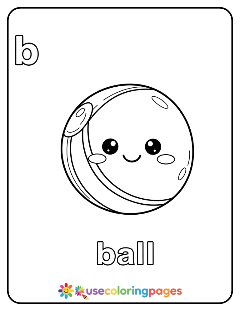Lowercase b and Ball Coloring Page