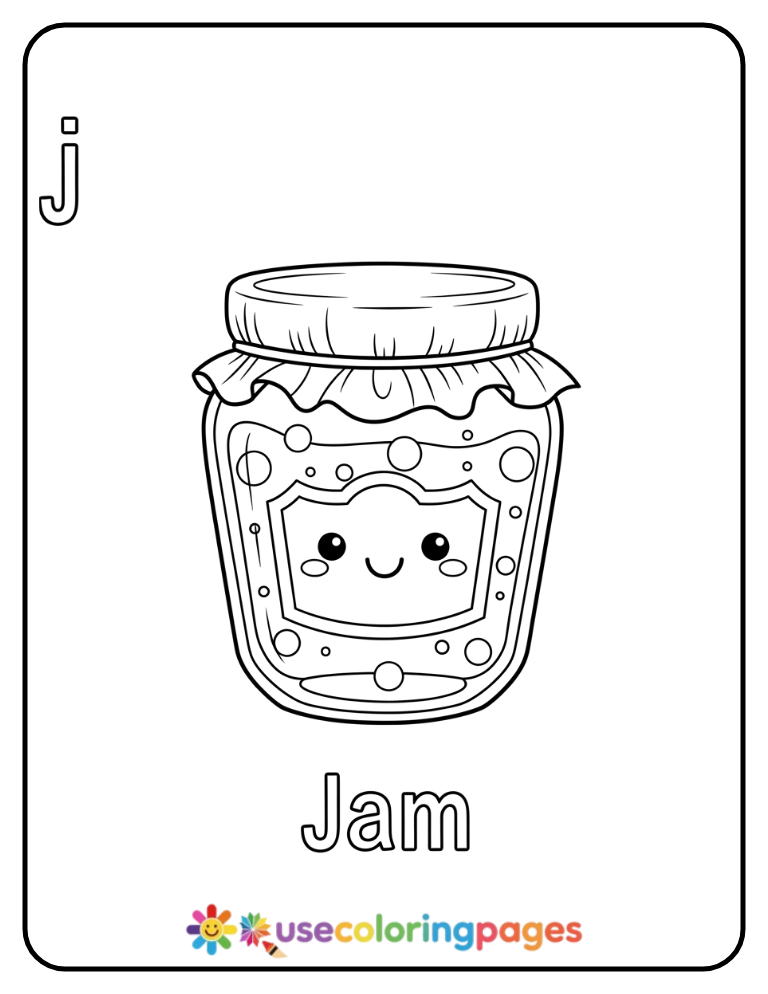 Lowercase j and Jar Coloring Page