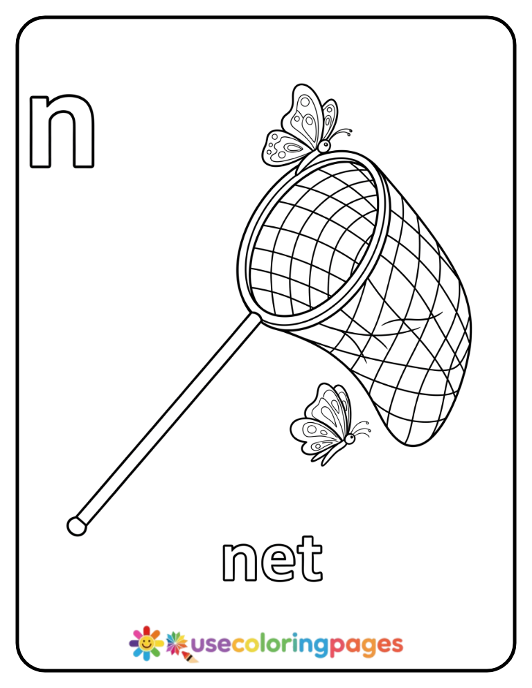 Lowercase n and Net Coloring Page