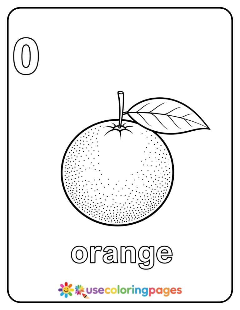 Lowercase o and Orange Coloring Page