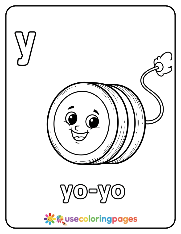 Lowercase y and Yo-Yo Coloring Page