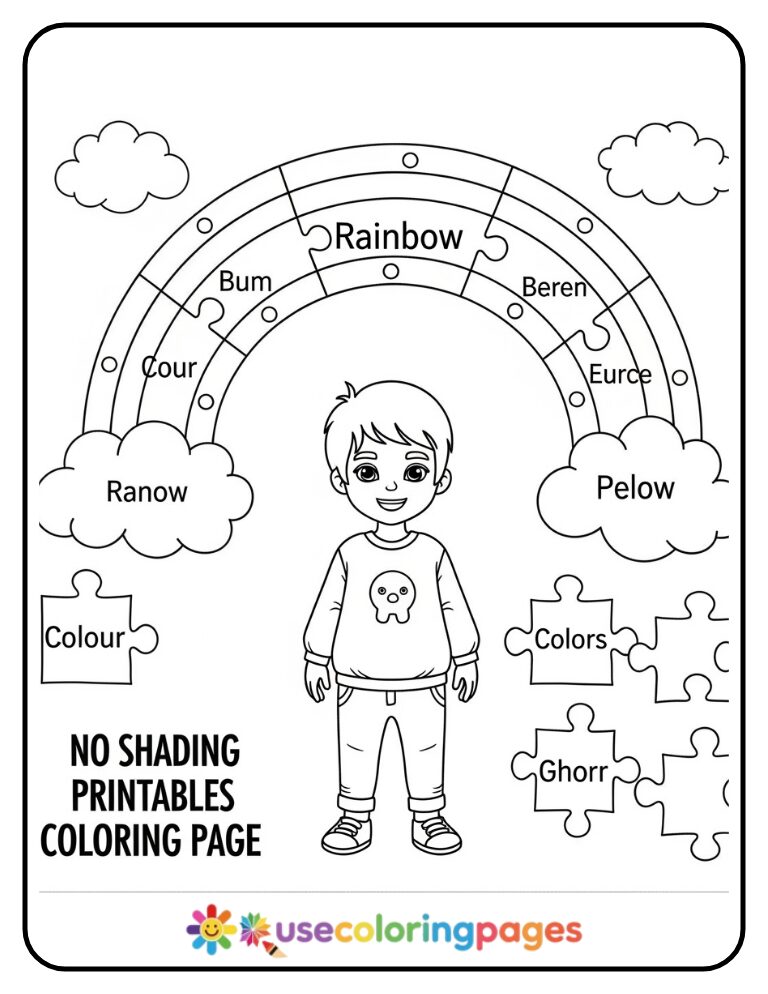 Matching Colors Rainbow Puzzle Coloring Page