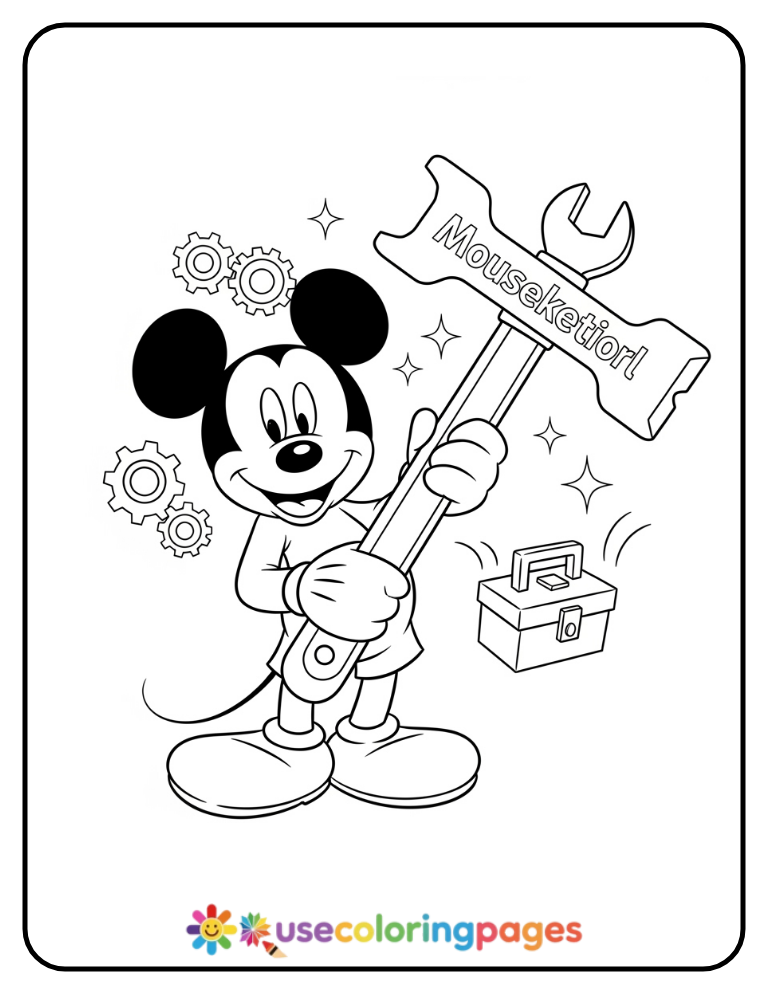 Mickey Mouse Holding the Mouseketool Coloring Page