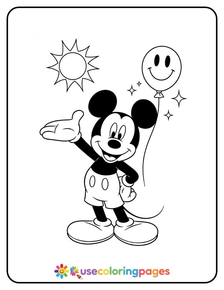 Mickey Mouse Waving Hello Coloring Page