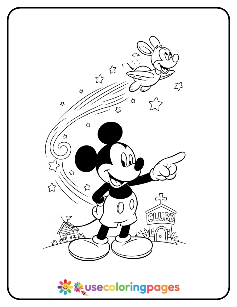 Mickey Mouse and Toodles Coloring Page