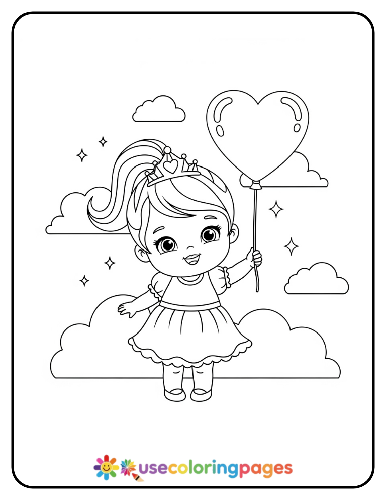 Princess Holding a Star Wand Coloring Page