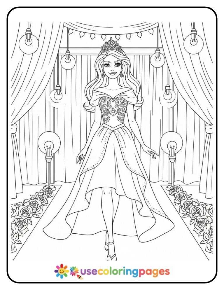 Barbie Princess at the Royal Fashion Show Coloring Page
