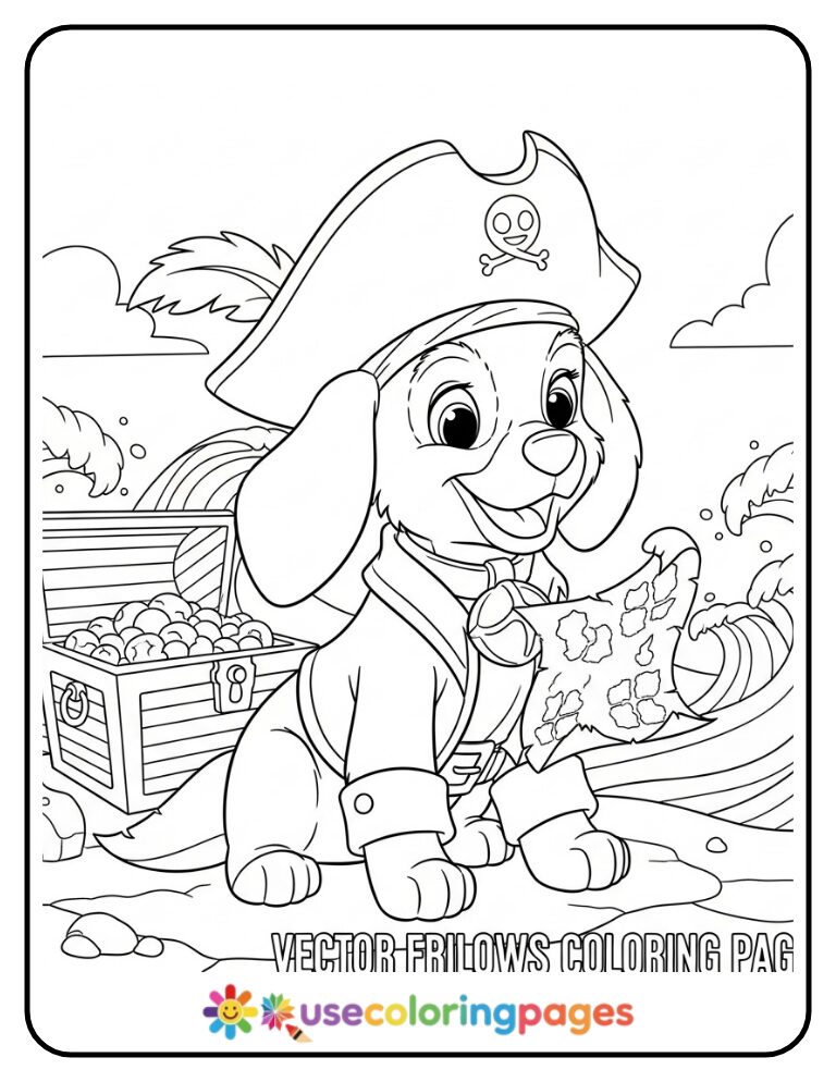 Pirate Puppy Adventure Coloring Page