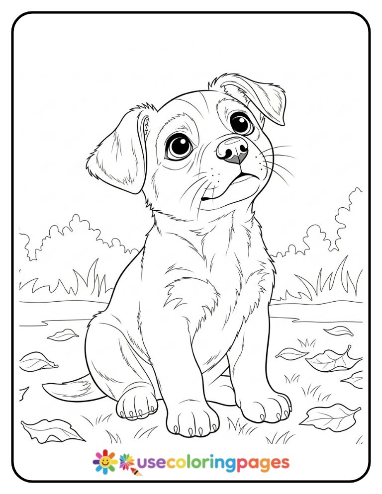 Realistic Puppy Looking Up Coloring Page