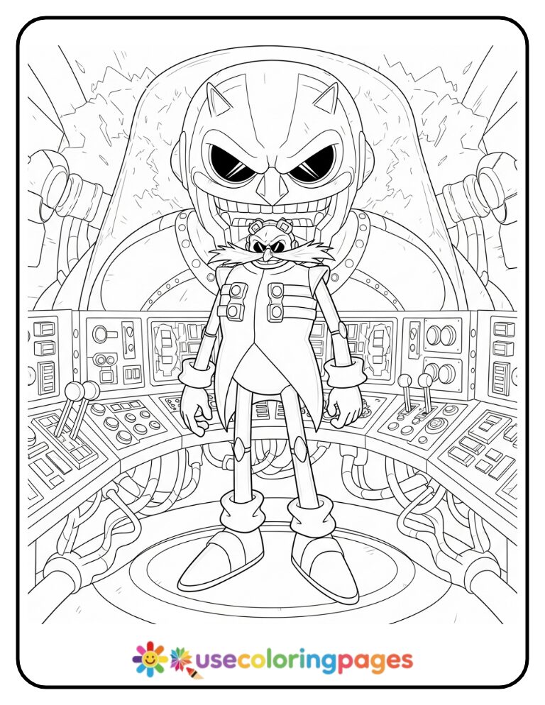 Robotnik Controls Giant Robot Coloring Page