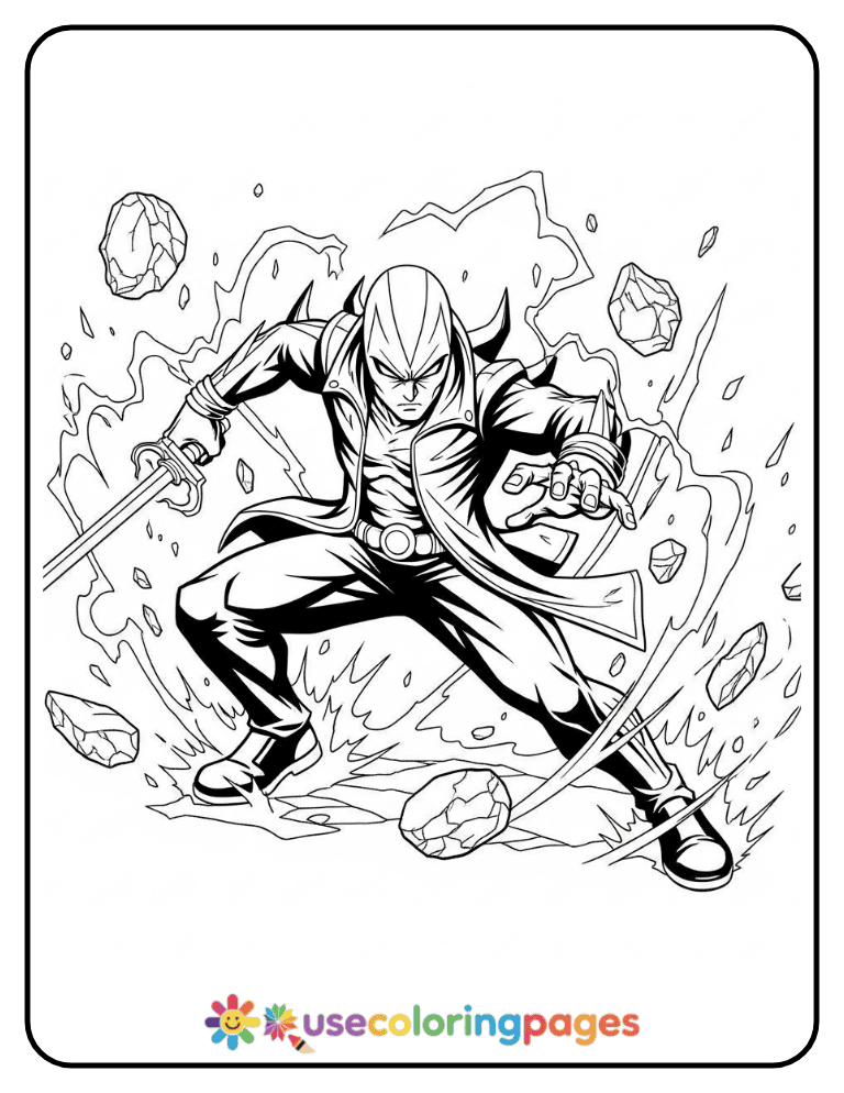 Shadow Sonic Battle Pose Coloring Page