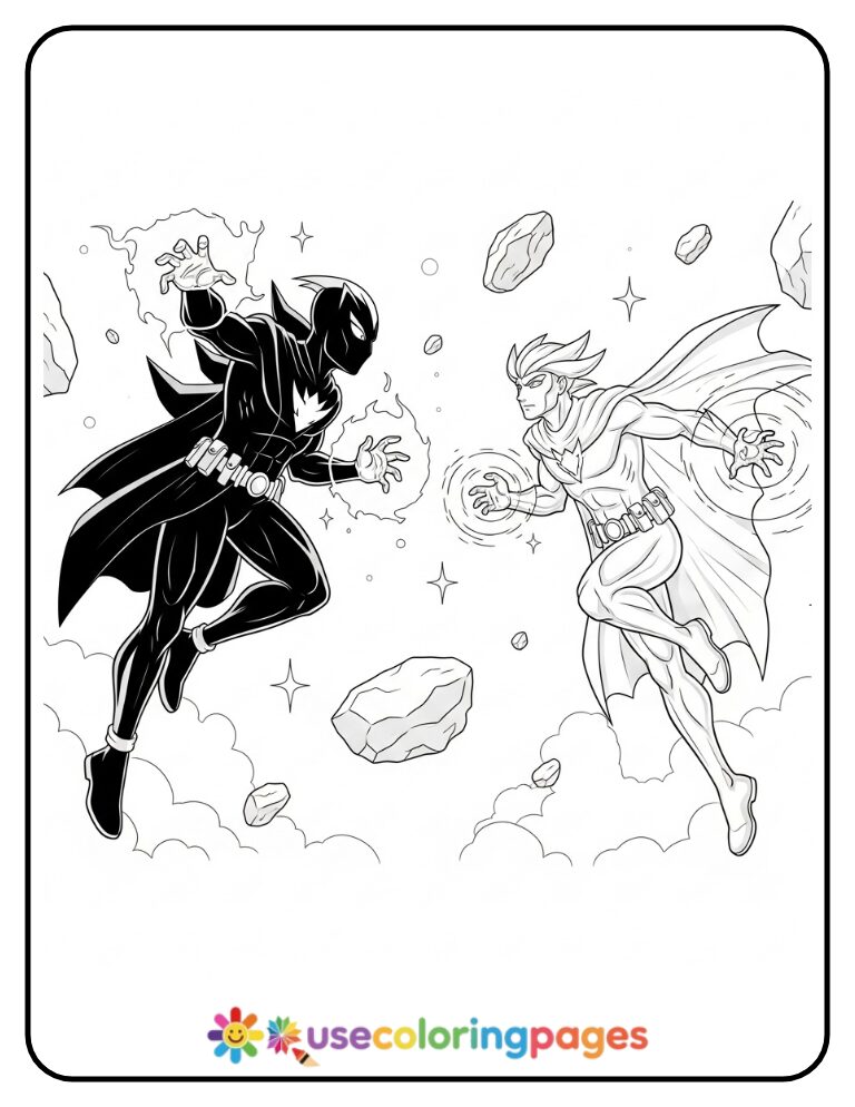 Shadow and Silver Clash Coloring Page