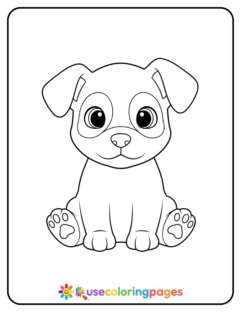 Simple Puppy Sitting Coloring Page for Kids