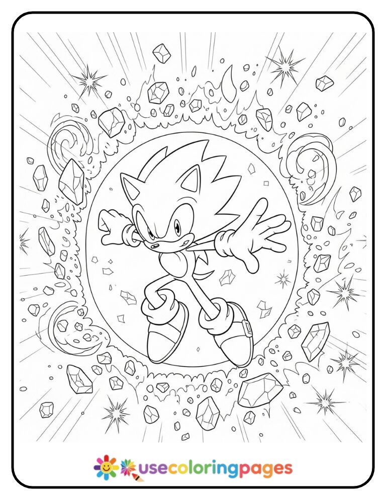 Sonic Enters the Shatterverse Portal Coloring Page