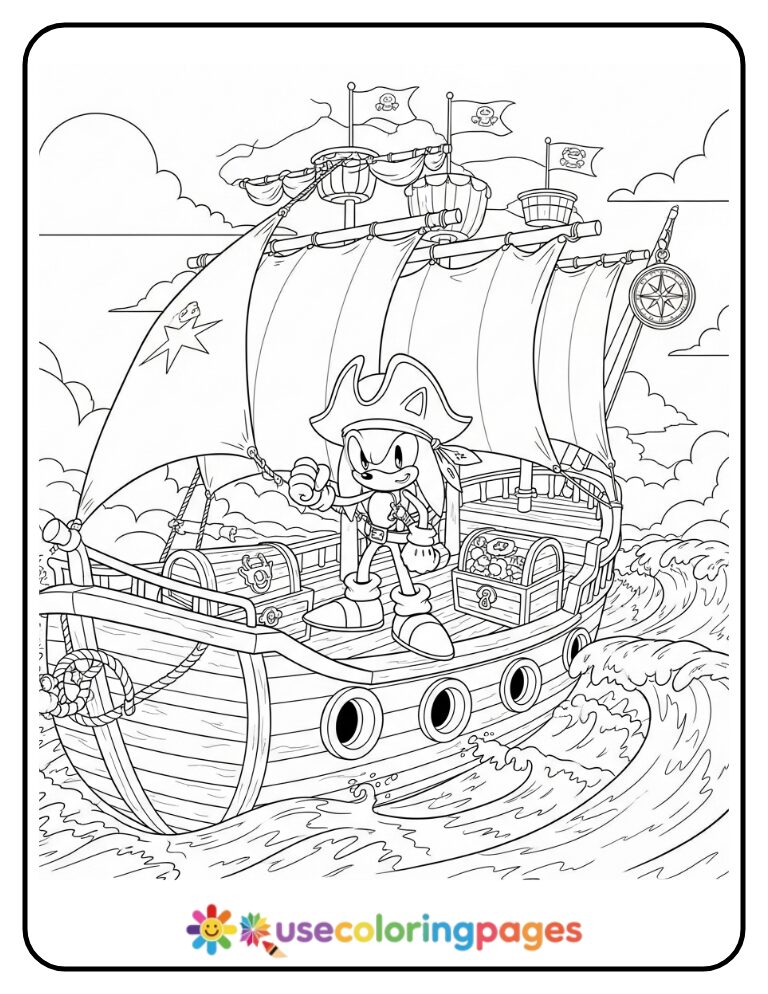 Sonic Explores Pirate Universe Coloring Page