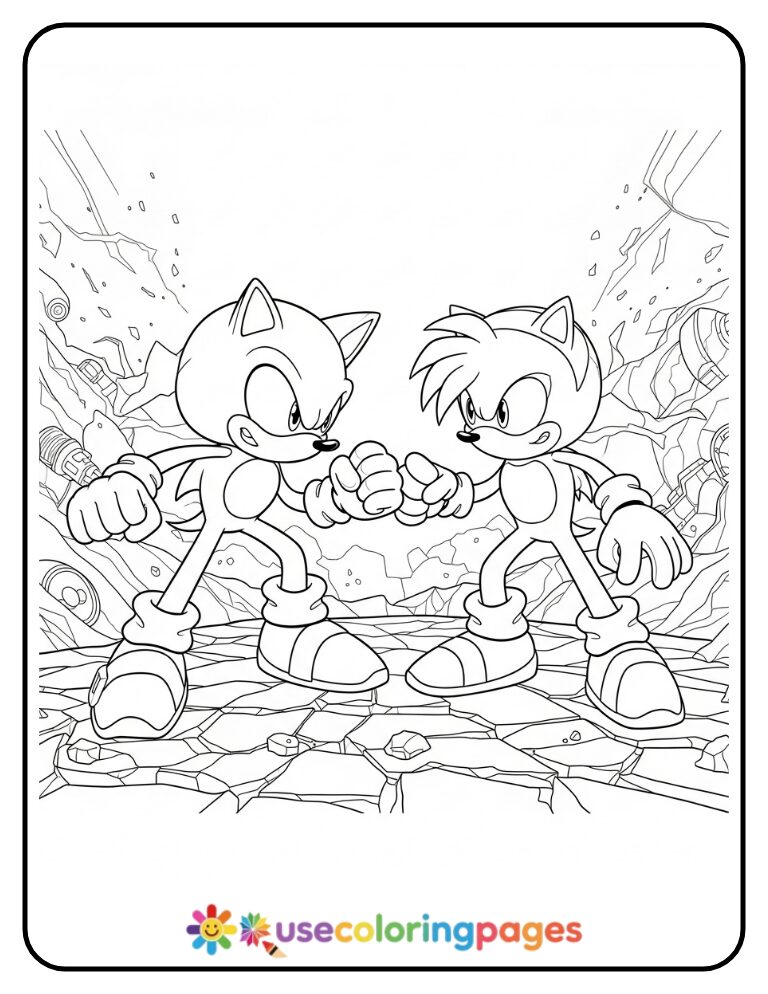 Sonic Faces Off with Rusty Rose Coloring Page
