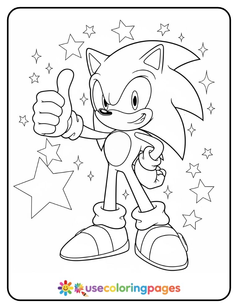 Sonic Giving a Thumbs Up Coloring Page
