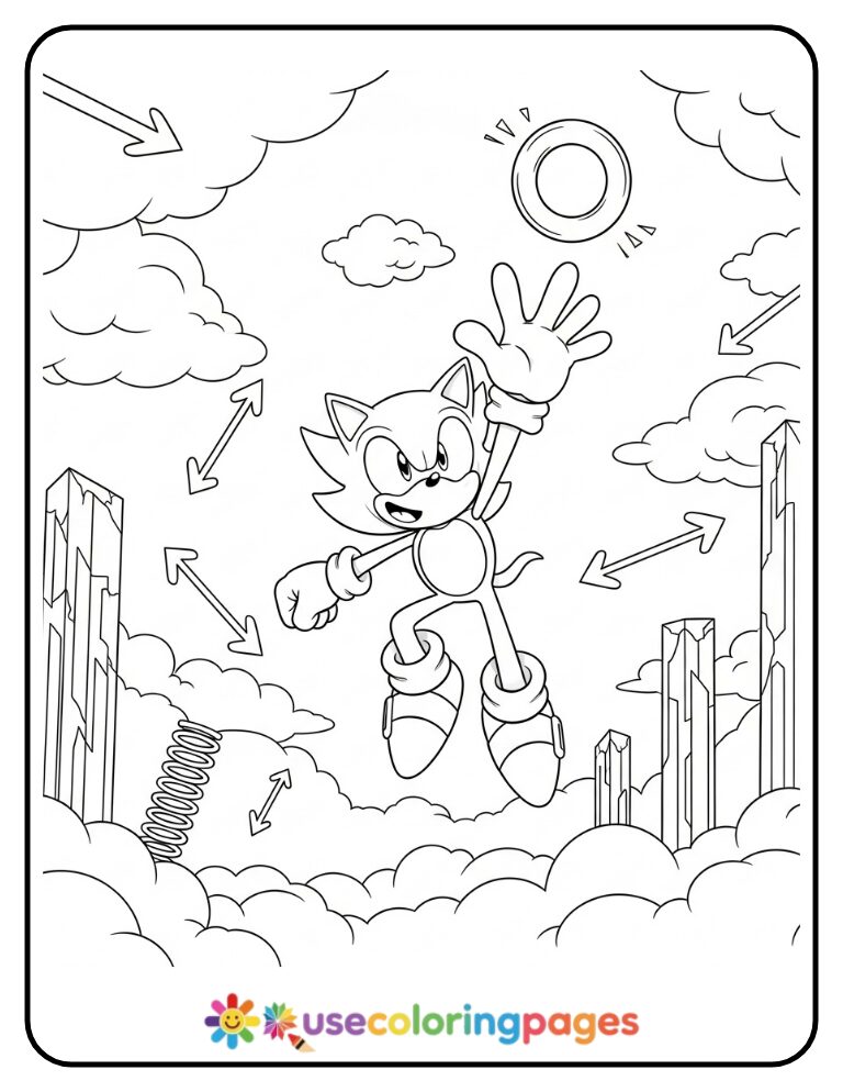 Sonic Jumps for Hidden Bonus Ring Coloring Page
