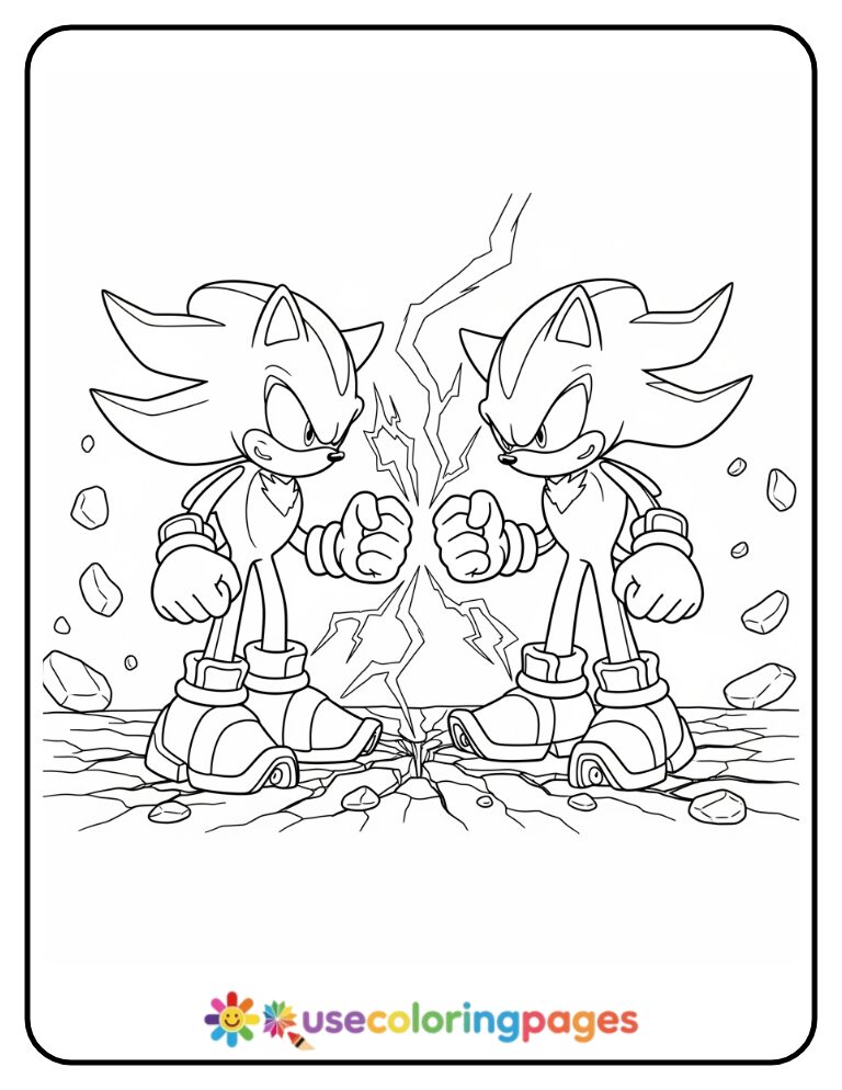 Sonic and Shadow Face to Face Coloring Page