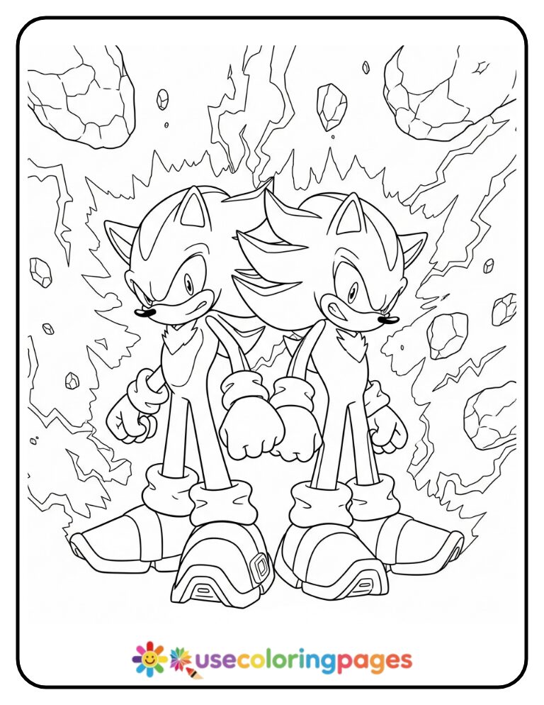 Sonic and Shadow Power Standoff Coloring Page