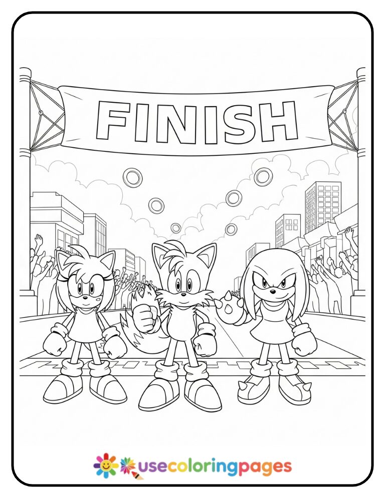 Sonic and Team at Street Race Starting Line Coloring Page