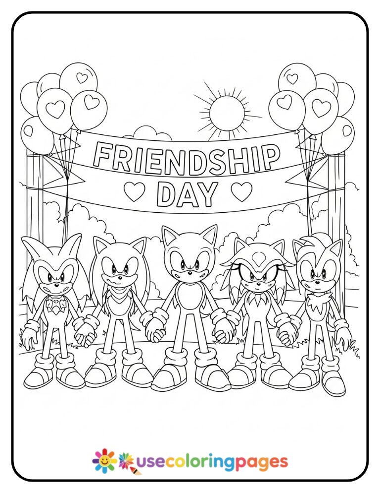 Sonic at a Friendship Festival Coloring Page