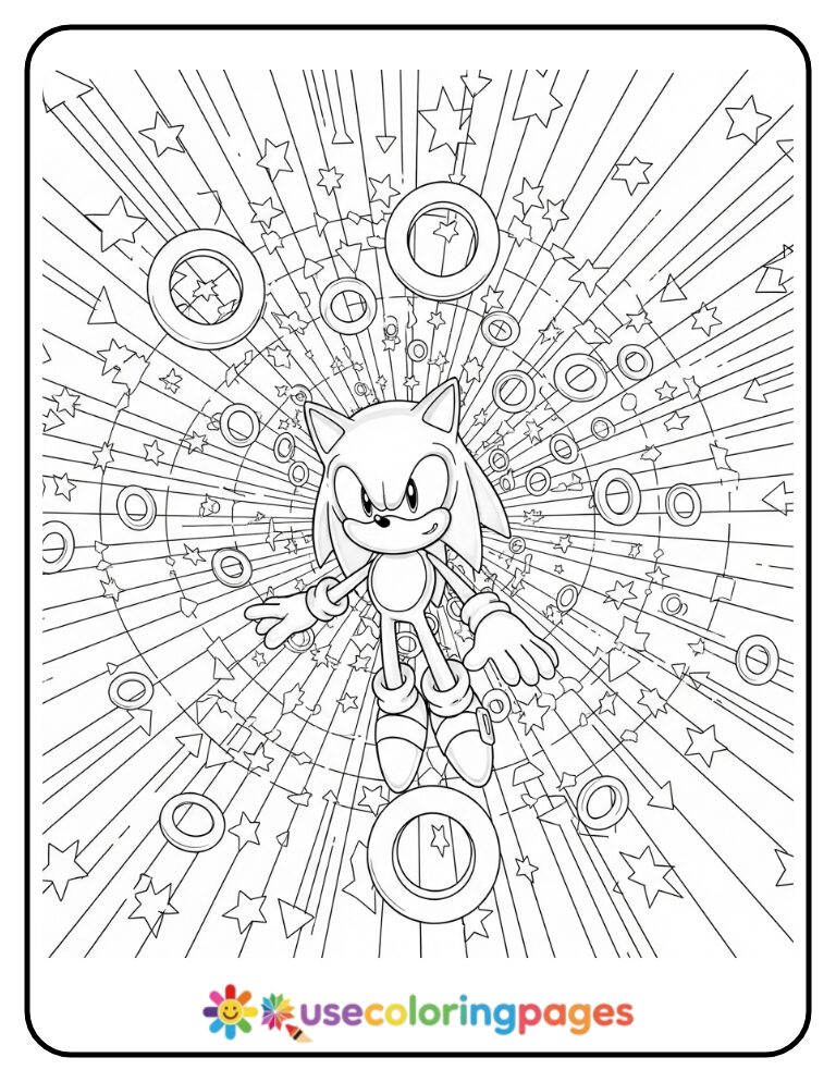 Sonic in Ring Bonus Stage Coloring Page