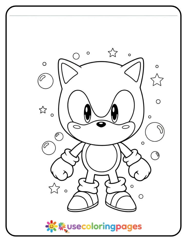 Sonic’s Big Head Pose Coloring Page for Kids